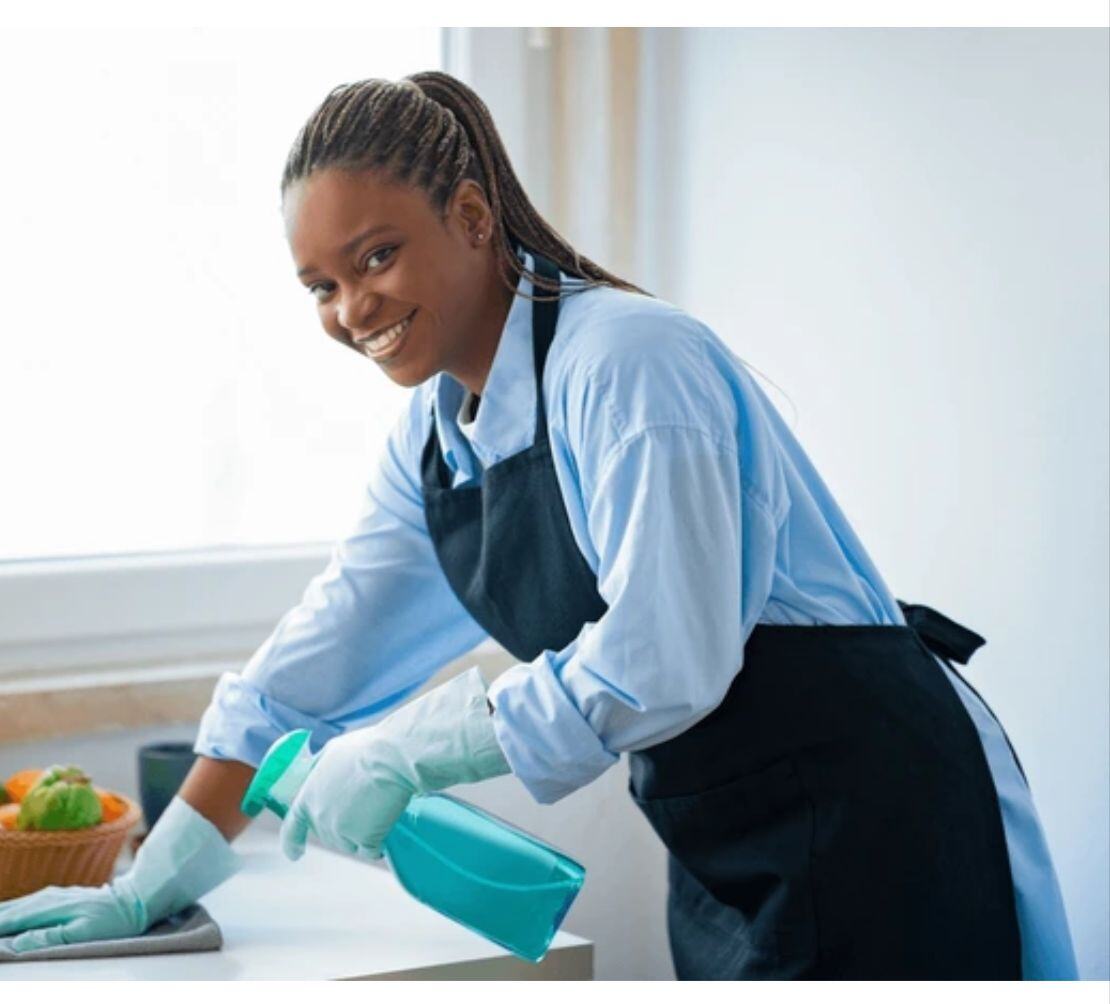 Image of a Nadiflink maid cleaning the house of her Boss